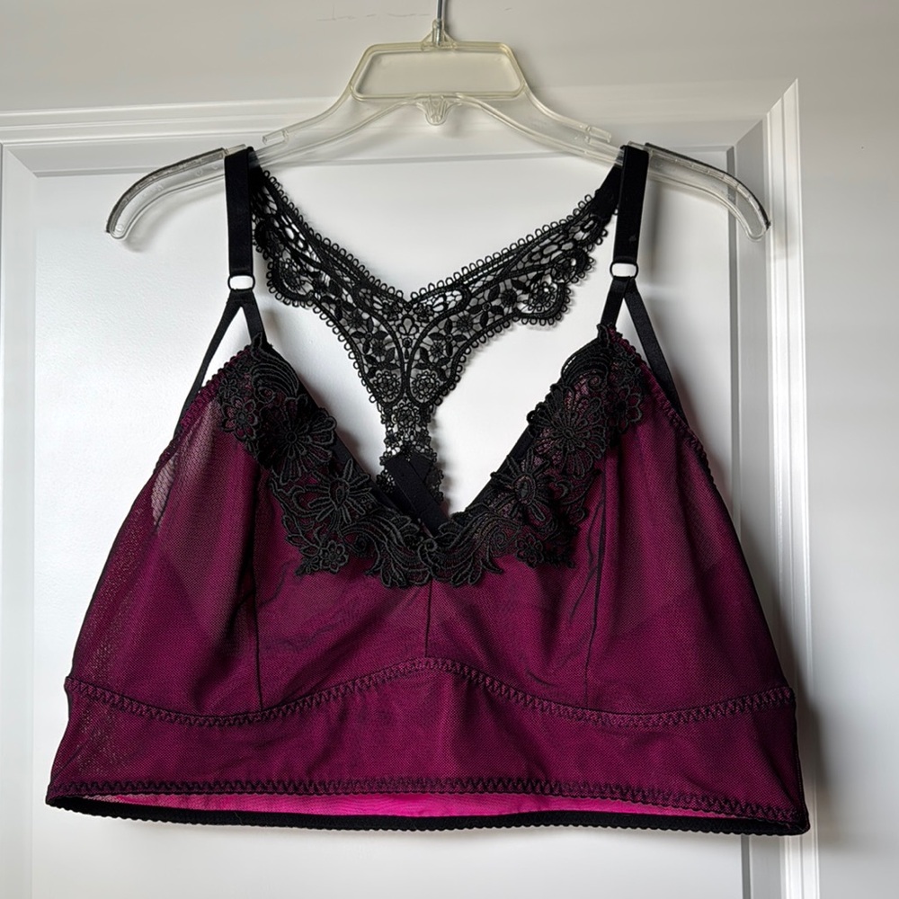Black and Pink Lace Bralette